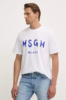 Хлопковая футболка Msgm, белый