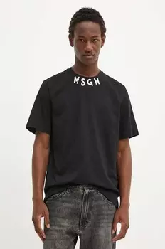 Хлопковая футболка Msgm, черный