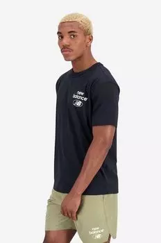 Хлопковая футболка New Balance, черный