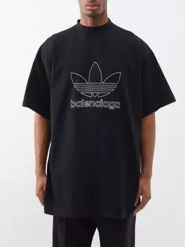 Хлопковая футболка оверсайз с логотипом adidas из коллекции x adidas Balenciaga, черный