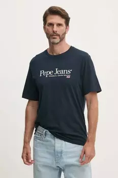 Хлопковая футболка Pepe Jeans ALBERT, темно-синий