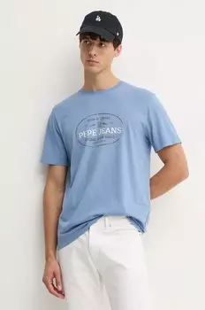 Хлопковая футболка Pepe Jeans ANDER, синий