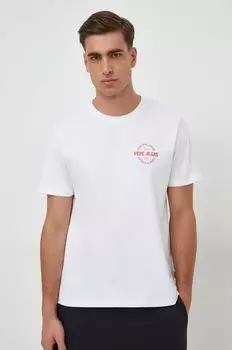 Хлопковая футболка Pepe Jeans, белый