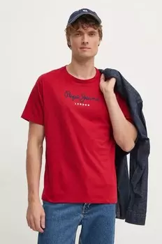 Хлопковая футболка Pepe Jeans Eggo, красный