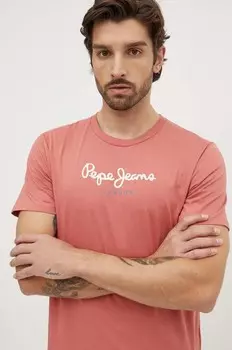 Хлопковая футболка Pepe Jeans Eggo, красный