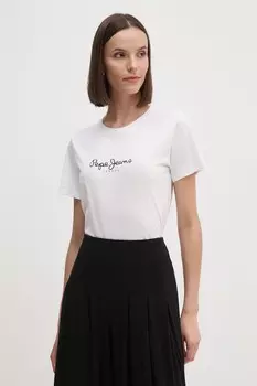 Хлопковая футболка Pepe Jeans FLOWER, белый