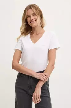Хлопковая футболка Pepe Jeans FLOWER V NECK, белый