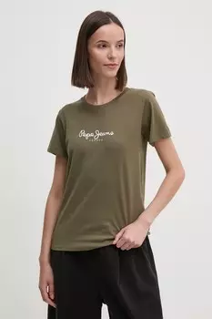 Хлопковая футболка Pepe Jeans FLOWER, зеленый