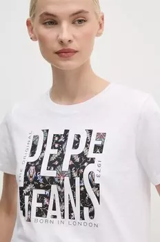 Хлопковая футболка Pepe Jeans GLORIA, белый
