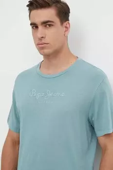 Хлопковая футболка Pepe Jeans, синий
