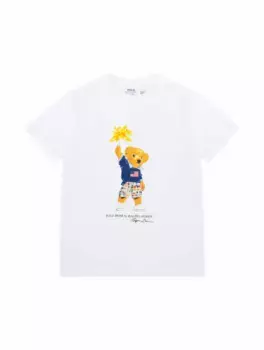 Хлопковая футболка Polo Bear Ralph Lauren, белый