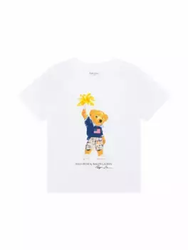 Хлопковая футболка Polo Bear Ralph Lauren, белый