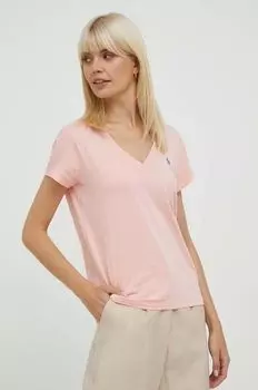 Хлопковая футболка Polo Ralph Lauren, розовый