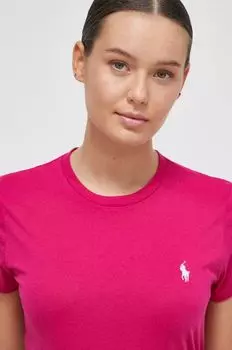 Хлопковая футболка Polo Ralph Lauren, розовый