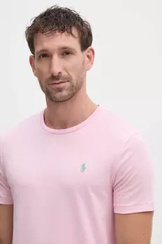 Хлопковая футболка Polo Ralph Lauren, розовый