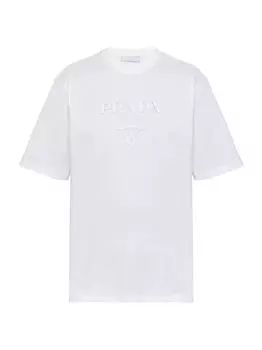 Хлопковая футболка Prada, белый