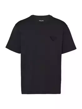 Хлопковая футболка Prada, черный