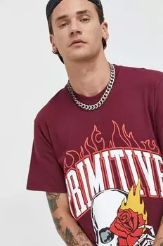 Хлопковая футболка Primitive, гранат