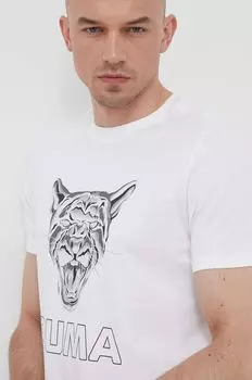 Хлопковая футболка Puma, белый