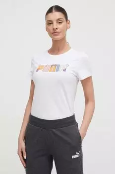 Хлопковая футболка Puma, белый