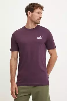 Хлопковая футболка Puma, бордовый