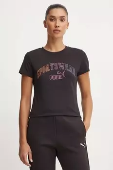 Хлопковая футболка Puma, черный