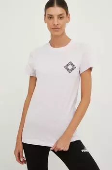 Хлопковая футболка Puma, фиолетовый