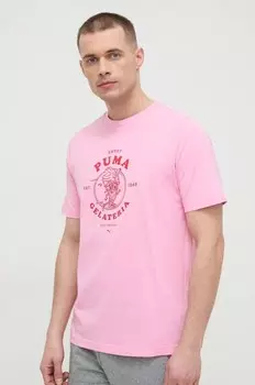Хлопковая футболка Puma, фиолетовый