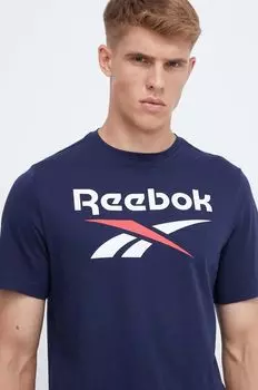 Хлопковая футболка Reebok, темно-синий