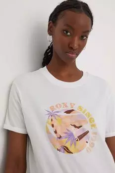 Хлопковая футболка Roxy, белый
