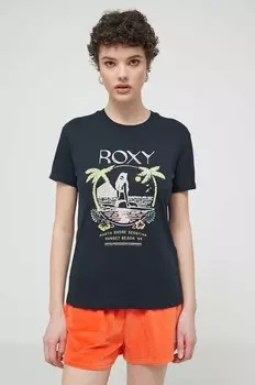 Хлопковая футболка Roxy, черный