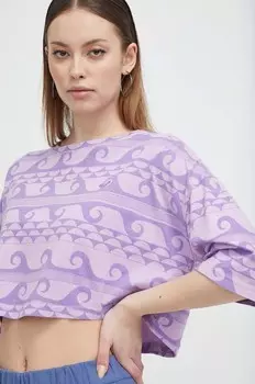Хлопковая футболка Roxy, фиолетовый