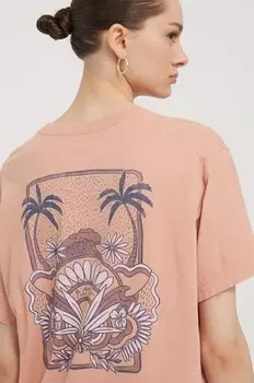 Хлопковая футболка Roxy, оранжевый
