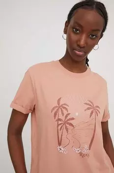 Хлопковая футболка Roxy, оранжевый
