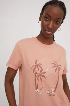 Хлопковая футболка Roxy, оранжевый