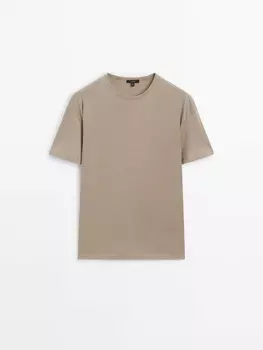 Хлопковая футболка с короткими рукавами Massimo Dutti, серый