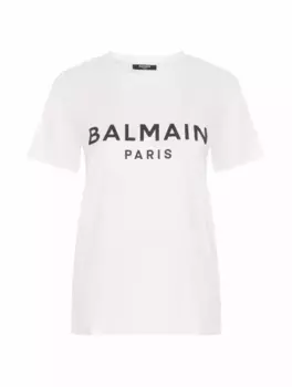 Хлопковая футболка с логотипом Balmain, белый
