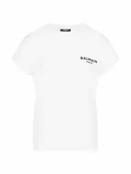 Хлопковая футболка с логотипом Balmain, белый