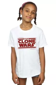 Хлопковая футболка с логотипом Clone Wars Star Wars, белый