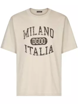 Хлопковая футболка с логотипом DG Dolce & Gabbana, бежевый