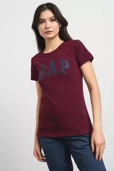Хлопковая футболка с логотипом Gap, бургундия