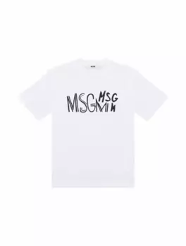 Хлопковая футболка с логотипом MSGM, белый