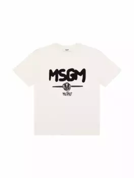 Хлопковая футболка с логотипом MSGM, бежевый