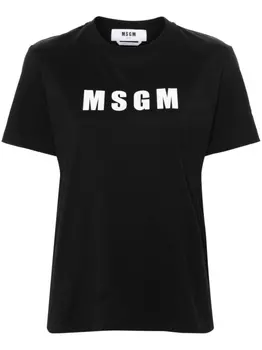 Хлопковая футболка с логотипом MSGM, черный