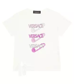 Хлопковая футболка с логотипом Versace, разноцветный