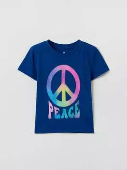 Хлопковая футболка с мирным принтом Gap, цвет dark blue