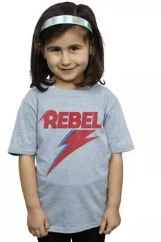 Хлопковая футболка с потертостями Rebel David Bowie, серый