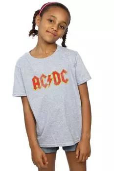 Хлопковая футболка с потертым логотипом AC/DC, серый