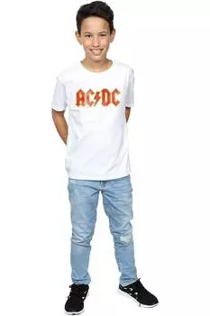 Хлопковая футболка с потертым логотипом AC/DC, белый