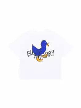 Хлопковая футболка с принтом Burberry, белый